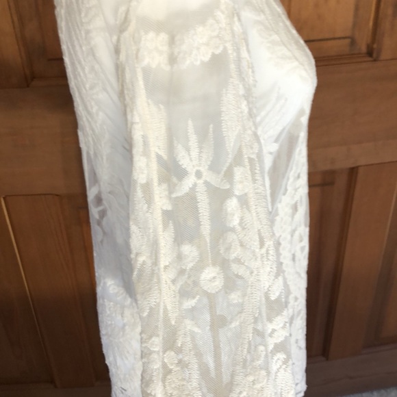 St. Tropez Sheer Ivory Blouse SZ L - Picture 7 of 15